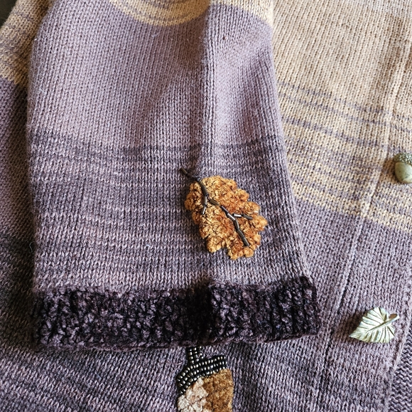Autumn Leaf Knit &  Embroidered Cardigan - Picture 5 of 12
